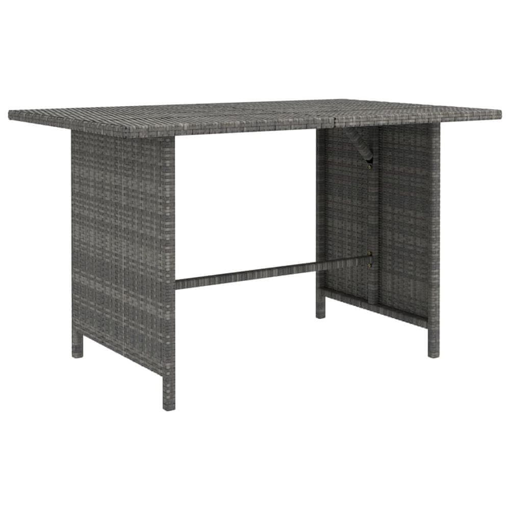 Vidaxl Záhradný jedálenský stôl sivý 110x70x65 cm polyratan